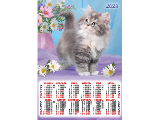 

Календарь листовой А2 (2023) Кошки, собаки в наборе ПО-23-1002 ПО-23-1002