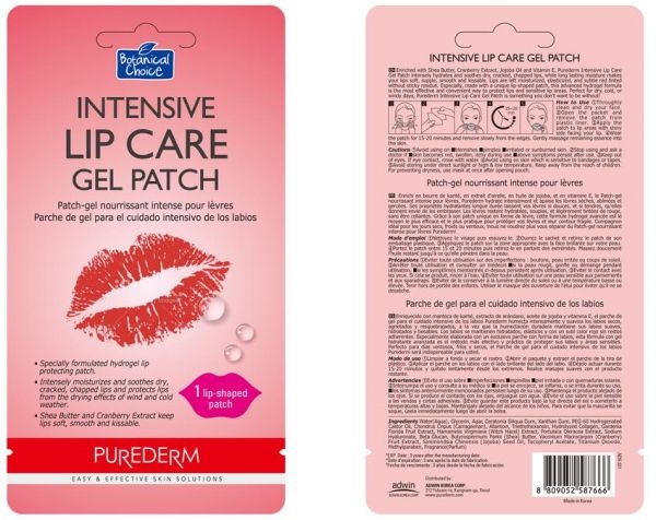 

Гелевые патчи для кожи губ Purederm Intensive Lip Care Gel Patch 4 шт