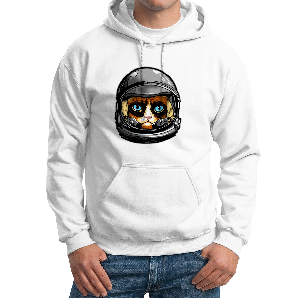 

Худи унисекс CoolPodarok Кот в скафандре голубые глаза белое 58 RU, 8M015765
