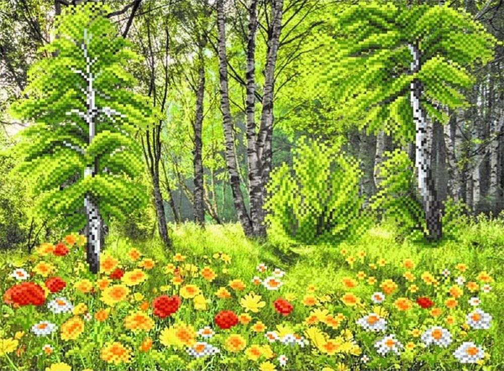 

Рисунок на шелке Матренин Посад Березовая роща 4145