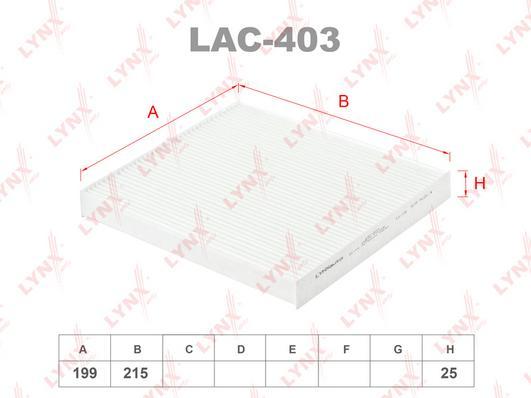 

Комплект фильтров салона Lynxauto LAC403