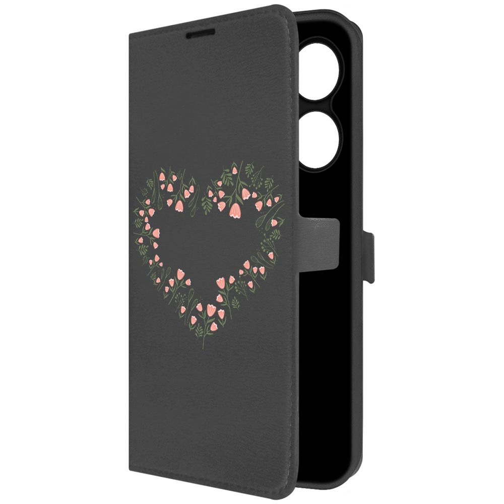 

Чехол-книжка Krutoff Eco Book для Samsung Galaxy M04 (M045) Цветочное сердце (черный)