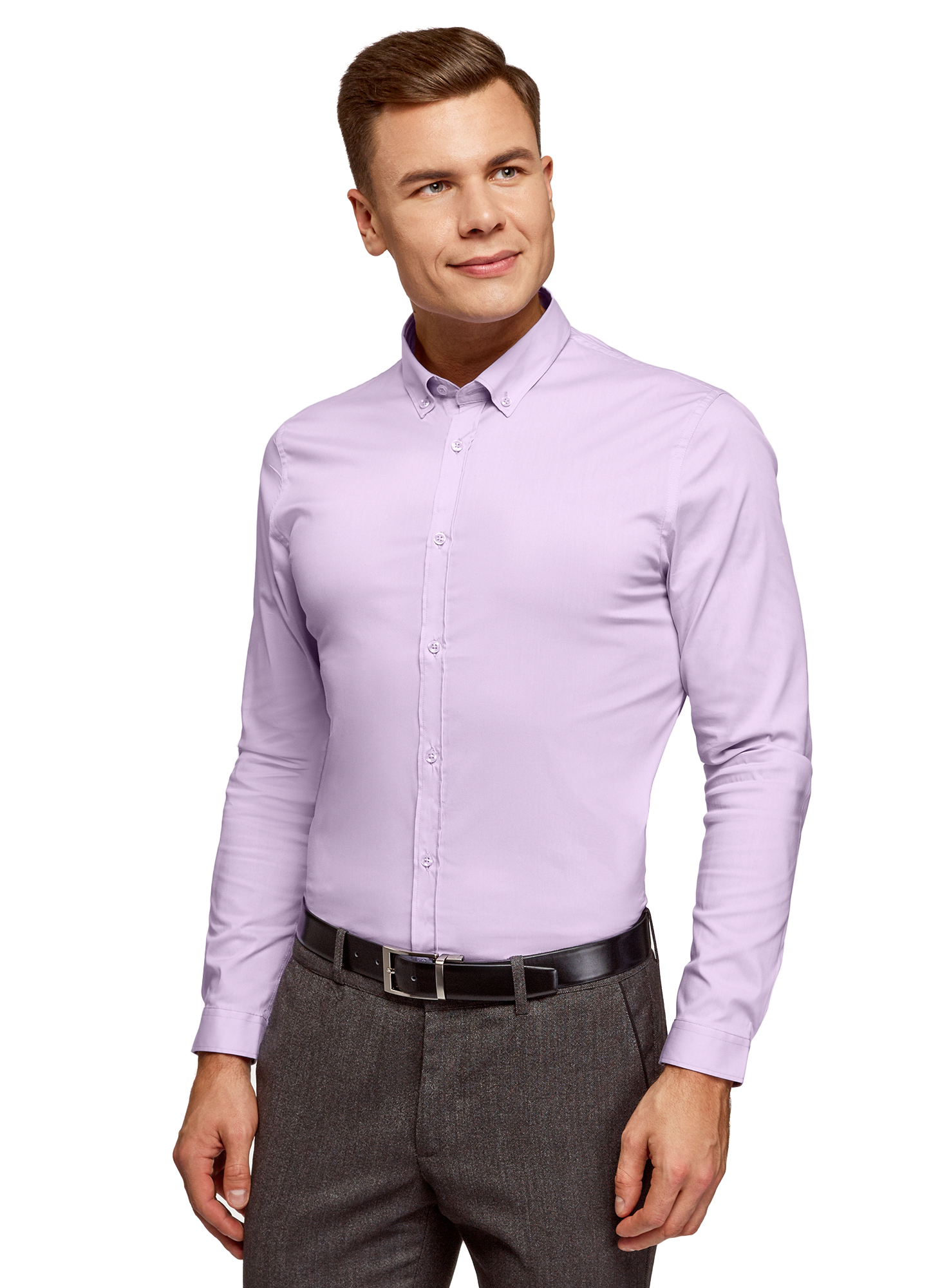 фото Рубашка мужская oodji 3b140002m фиолетовая 37