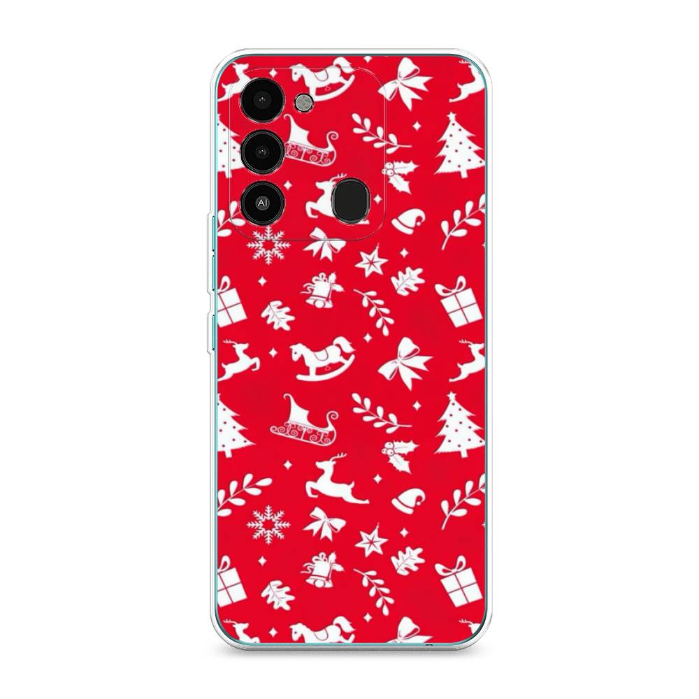 

Чехол для Tecno Spark Go 2022/8С/9 "Красный новогодний фон", Красный;белый, 301250-5