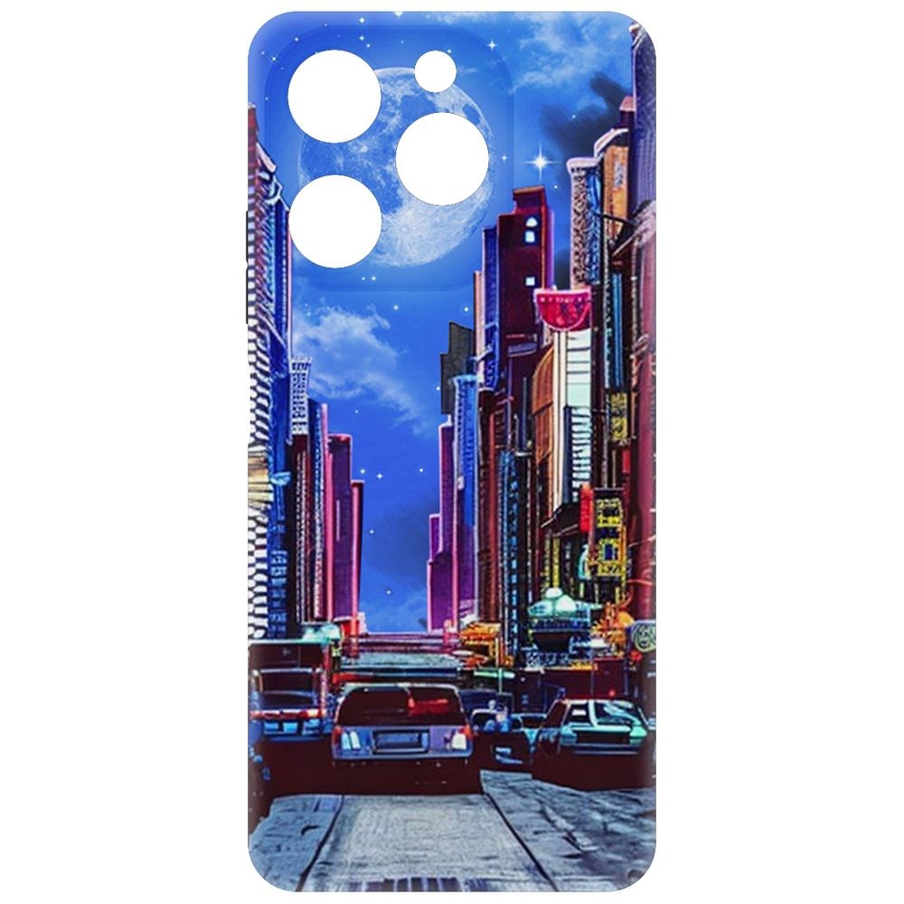 

Чехол-накладка Krutoff Soft Case Ночной город для Itel A70 черный