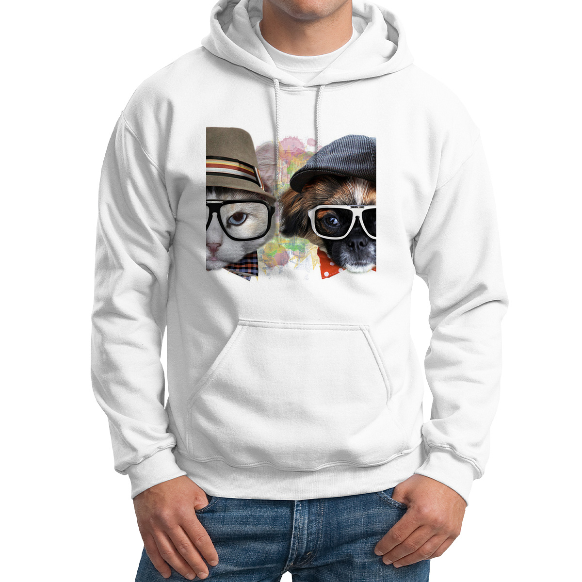 

Худи унисекс CoolPodarok Животные Собака/кошка белое 58 RU, CX58M015820
