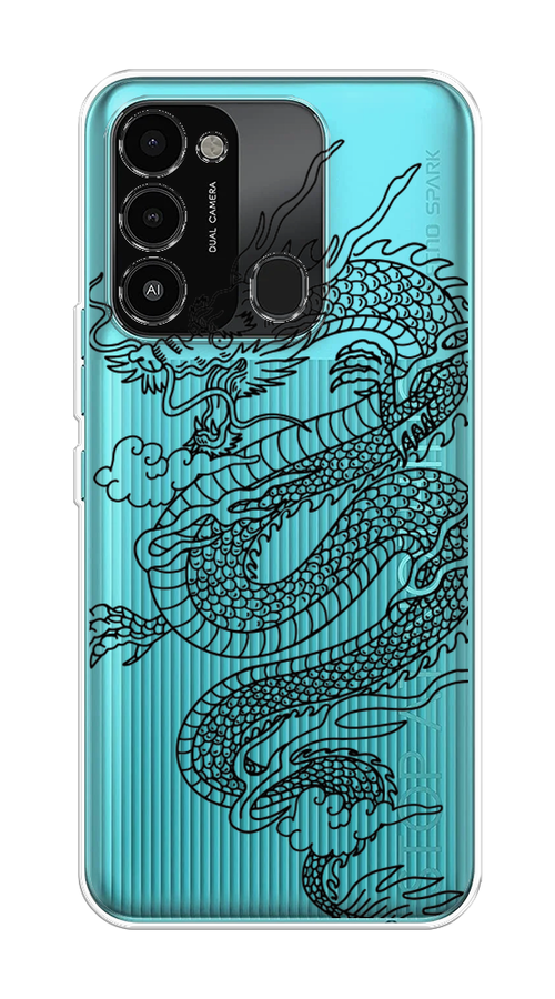 

Чехол на Tecno Spark Go 2022/8С/9 "Большой китайский дракон", Черный;серый, 301250-1