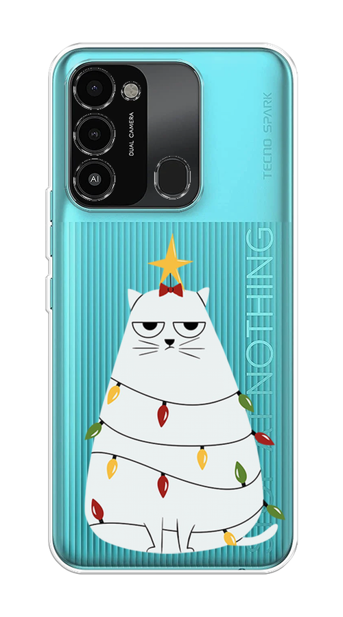 

Чехол на Tecno Spark Go 2022/8С/9 "Котик в гирлянде", Белый;красный;желтый, 301250-1