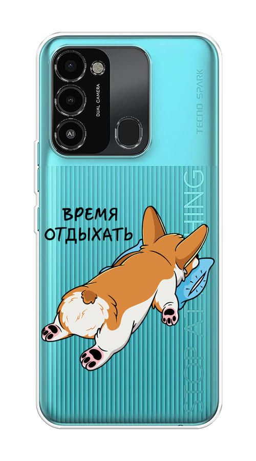 

Чехол на Tecno Spark Go 2022/8С/9 "Корги отдыхает", Черный;коричневый;голубой, 301250-1