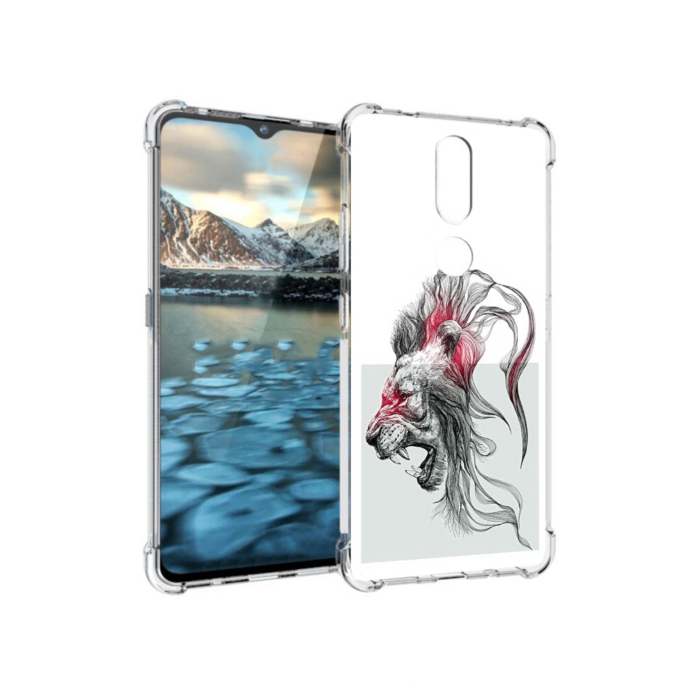 

Чехол MyPads Tocco для Nokia 2.4 разъяренный лев (PT227049.107.576), Прозрачный, Tocco