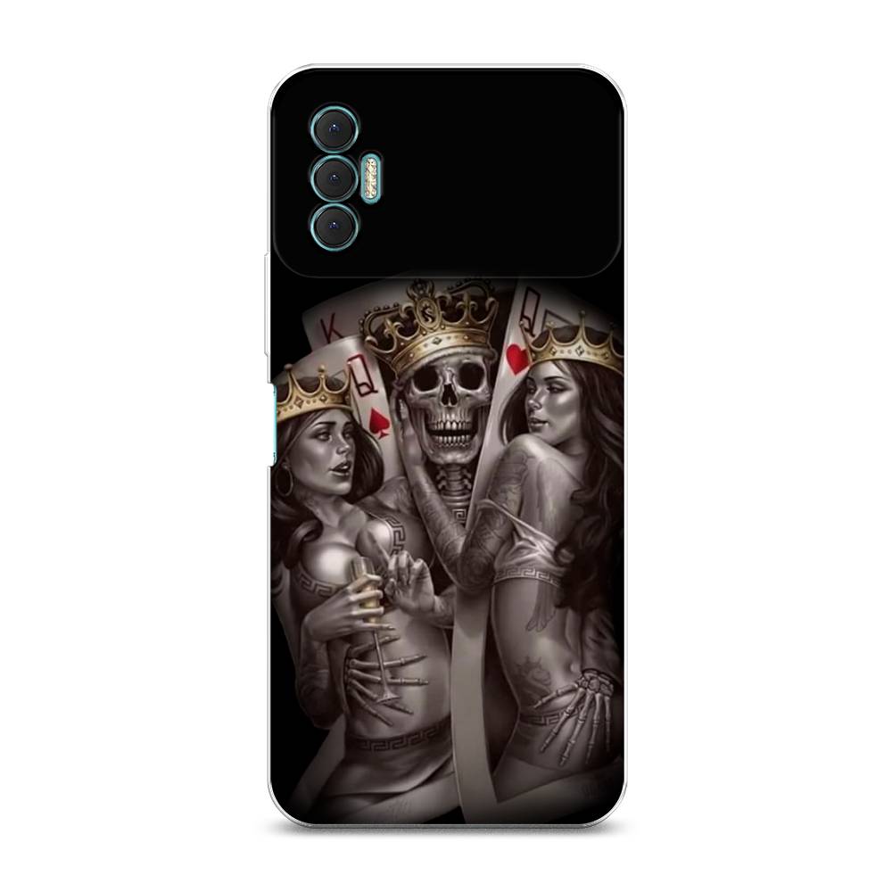 

Чехол для Tecno Spark 8P "Карты король и королевы", Серый;желтый, 301450-6