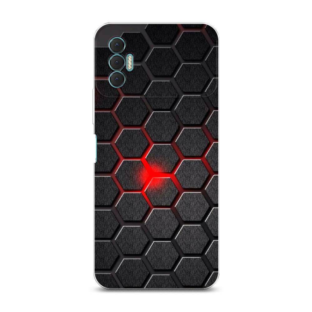 

Чехол для Tecno Spark 8P "Соты красные", Красный;черный;серый, 301450-3