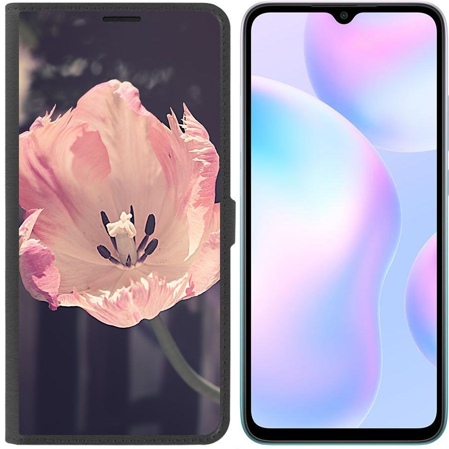 

Чехол-книжка Krutoff Eco Book для Xiaomi Redmi 9A Тюльпан (черный)