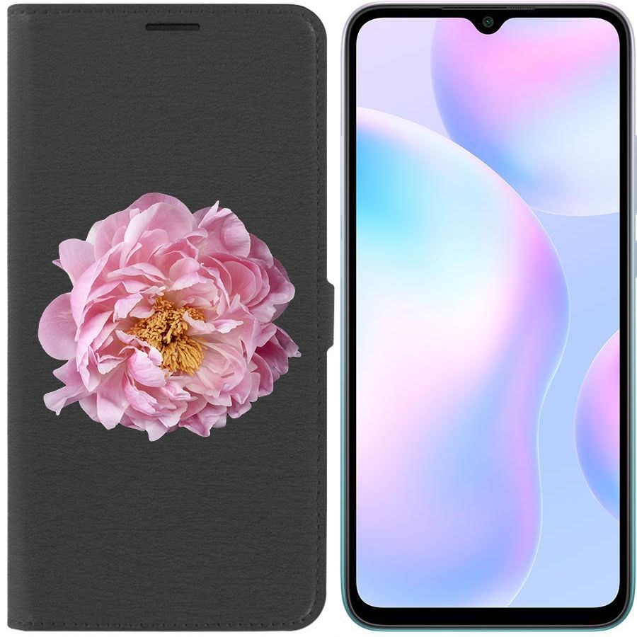 

Чехол-книжка Krutoff Eco Book для Xiaomi Redmi 9A Розовый пион (черный)
