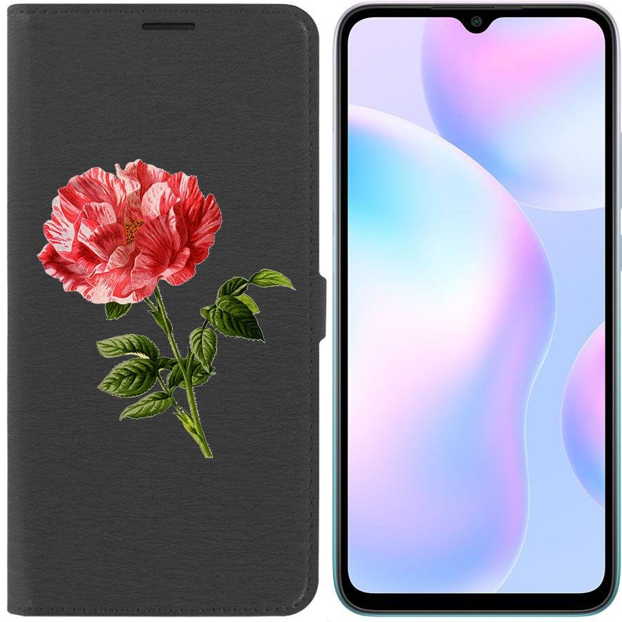 

Чехол-книжка Krutoff Eco Book для Xiaomi Redmi 9A Рисованная роза (черный)