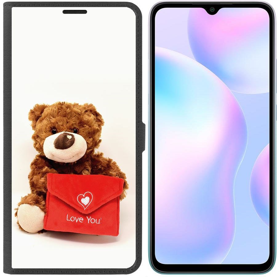 

Чехол-книжка Krutoff Eco Book для Xiaomi Redmi 9A Медвежонок тебя любит (черный)