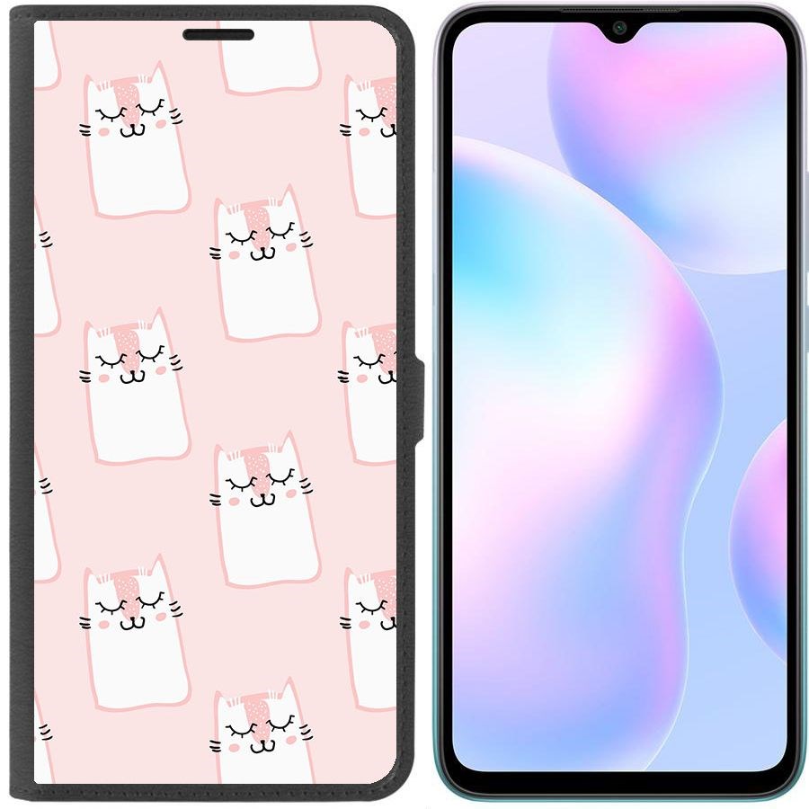 

Чехол-книжка Krutoff Eco Book для Xiaomi Redmi 9A Котики паттерн (черный)