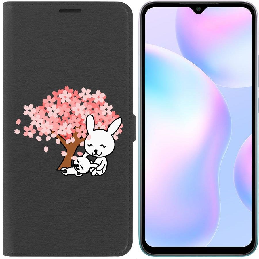 

Чехол-книжка Krutoff Eco Book для Xiaomi Redmi 9A Кролики (черный)