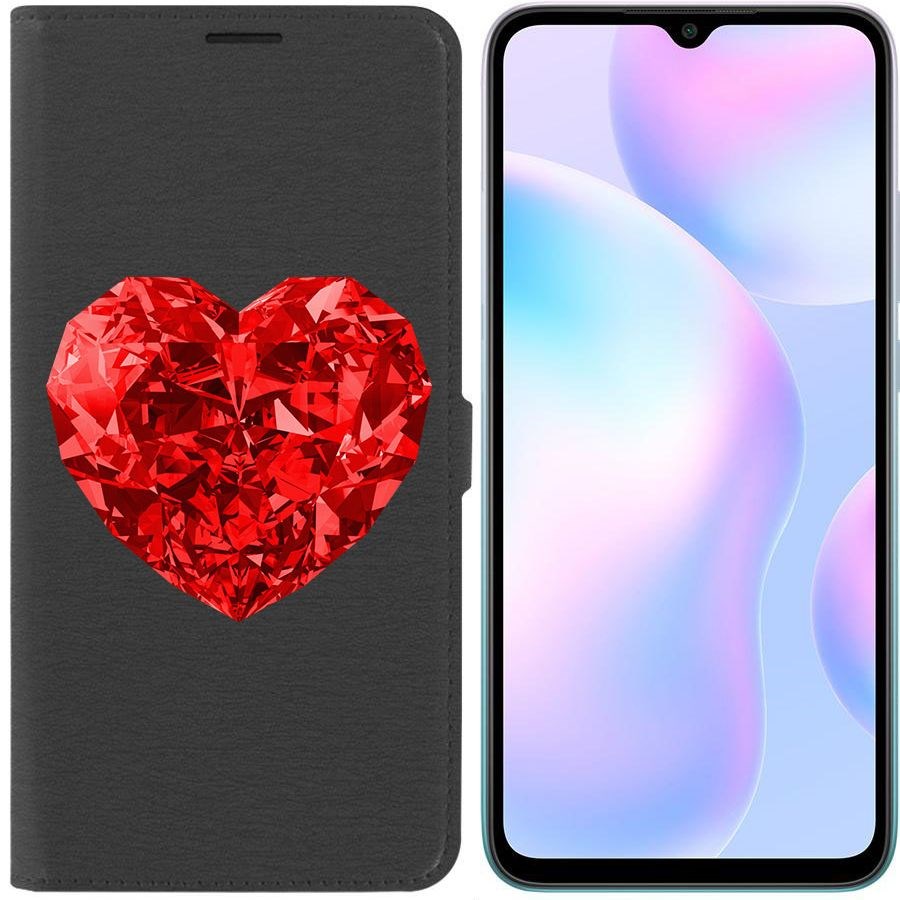 

Чехол-книжка Krutoff Eco Book для Xiaomi Redmi 9A Рубиновое сердце (черный)