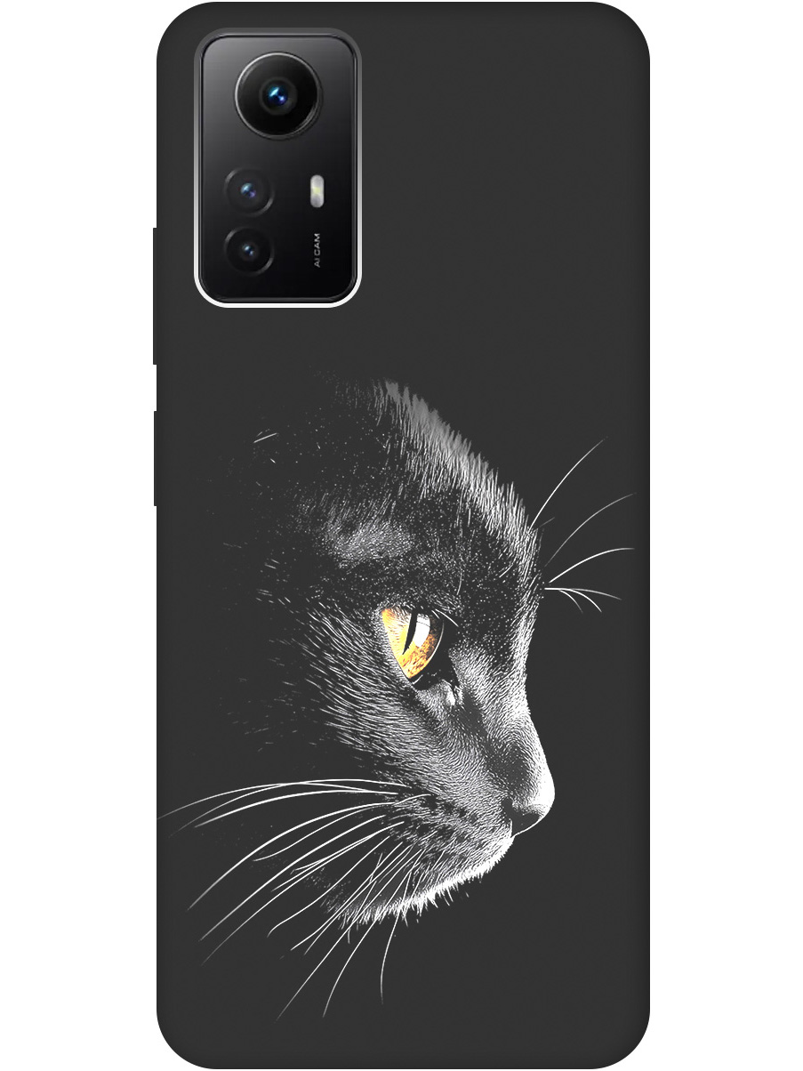 

Силиконовый чехол на Xiaomi Redmi Note 12s с принтом "Черный котик" матовый черный, Черный;белый;золотистый, 778676912