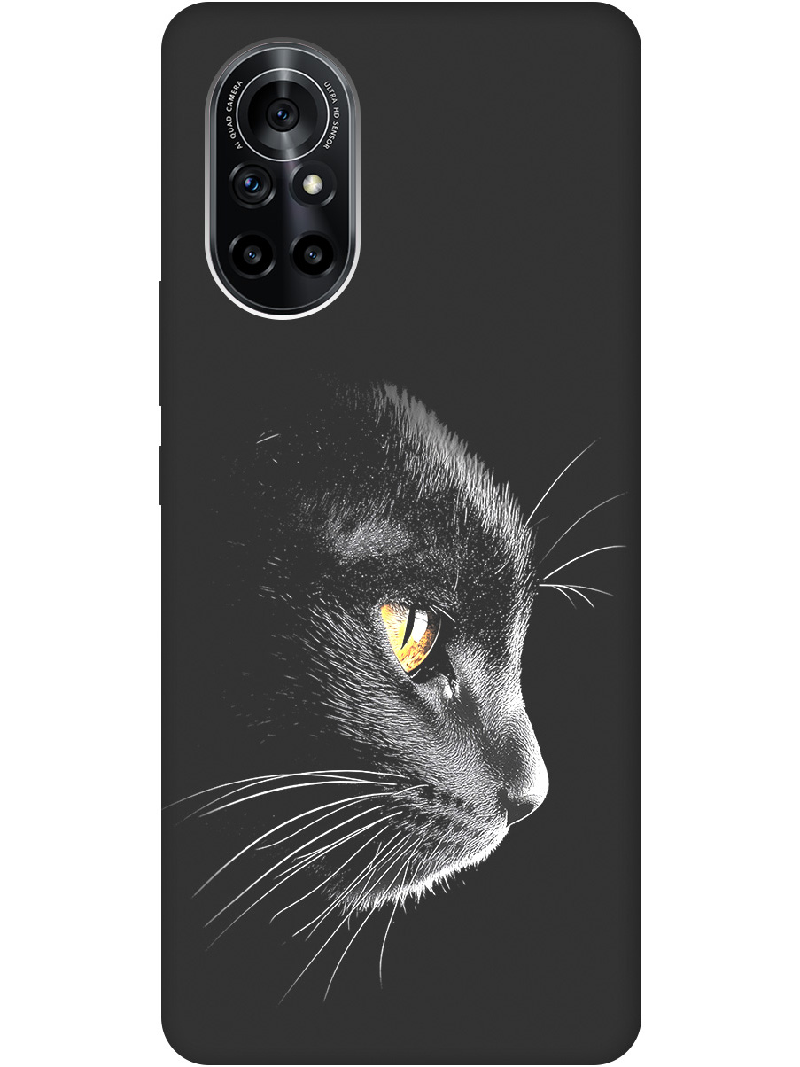 

Силиконовый чехол на Huawei Nova 8 с принтом "Черный котик" матовый черный, Черный;белый;золотистый, 731079512