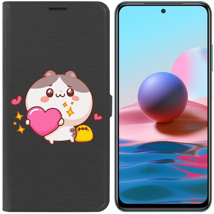 

Чехол-книжка Krutoff Eco Book для Xiaomi Redmi Note 10S Сердце для тебя (черный)