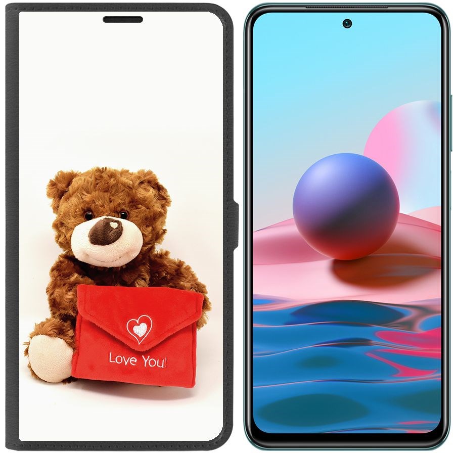 

Чехол-книжка Krutoff Eco Book для Xiaomi Redmi Note 10S Медвежонок тебя любит (черный)