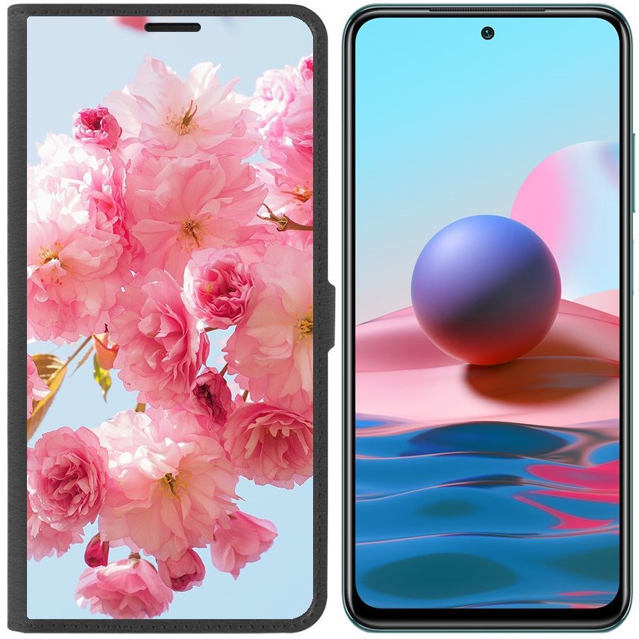 

Чехол-книжка Krutoff Eco Book для Xiaomi Redmi Note 10S Сакура (черный)