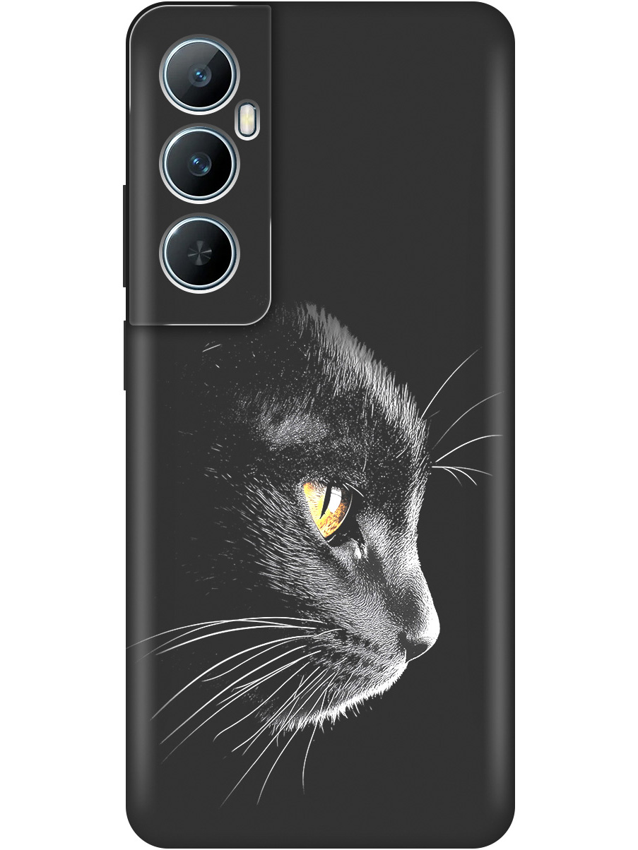 

Силиконовый чехол на Realme C65 с принтом "Черный котик" матовый черный, Черный;белый;золотистый, 783983812