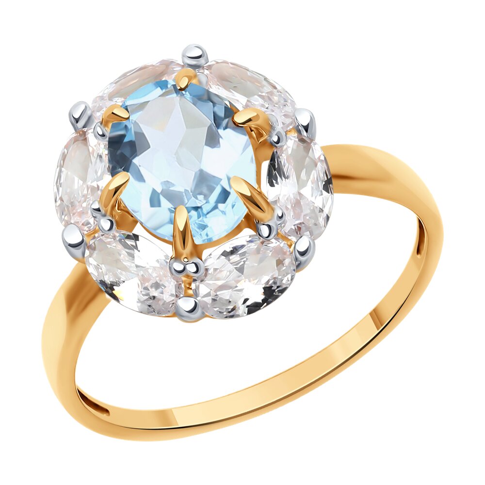 

Кольцо из золота р. 19 Diamant 51-310-02291-1, фианит\топаз, 51-310-02291-1
