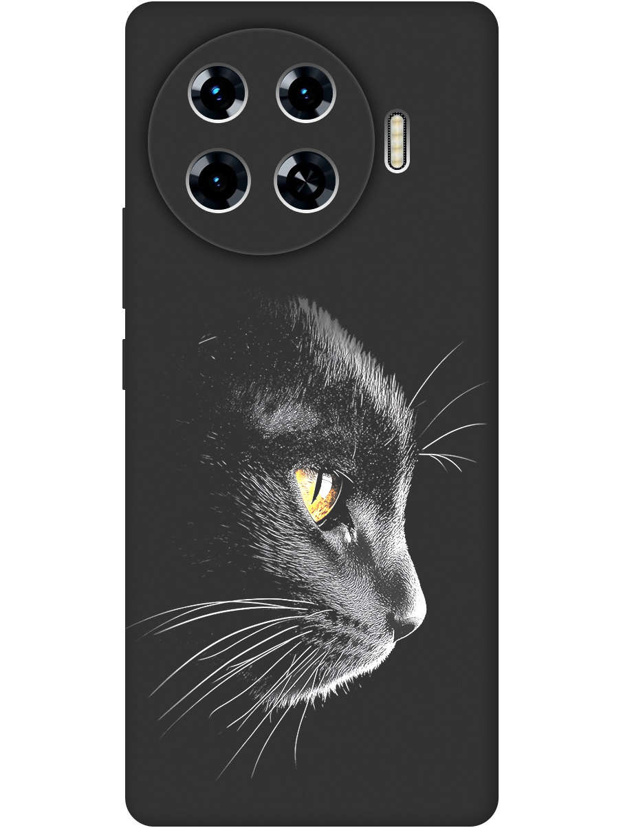 

Силиконовый чехол на Tecno Spark 20 Pro+ с принтом "Черный котик" матовый черный, Черный;белый;золотистый, 783985012