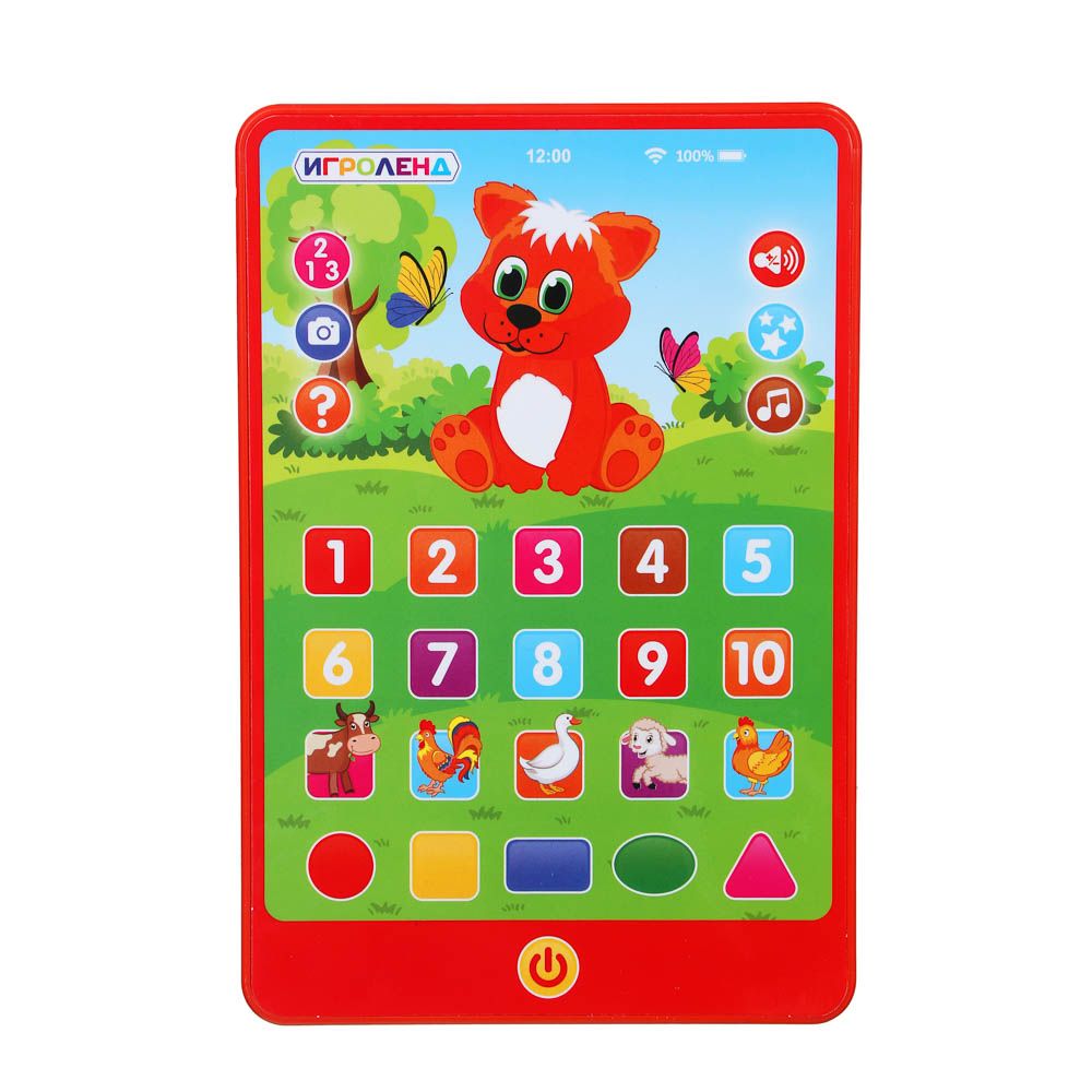 

Планшет Игроленд интерактивный Рыжий котик звук ABS 3AAA 14х205х18см, Красный