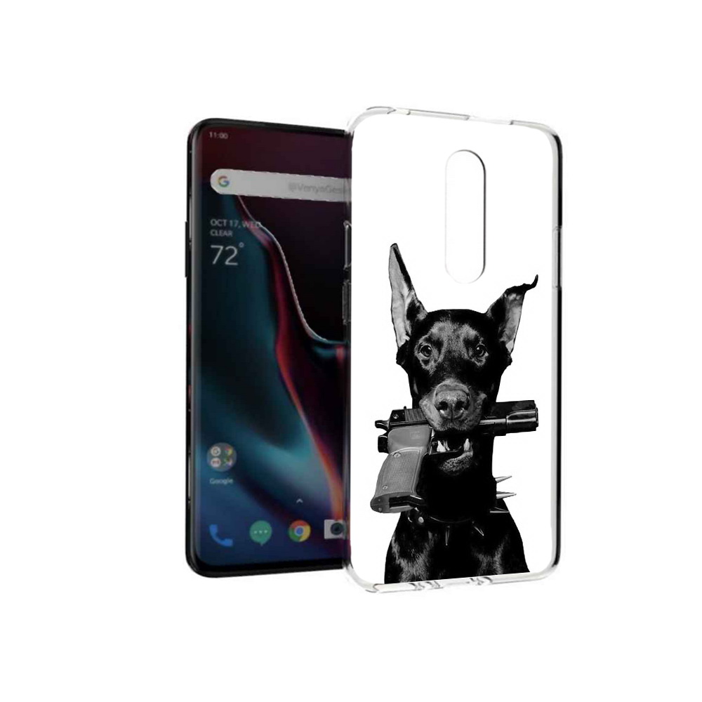 

Чехол MyPads Tocco для OnePlus 7 Pro доберман с пистолетом (PT139735.130.331), Прозрачный, Tocco