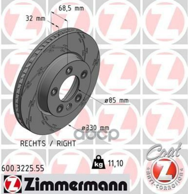 

Диск Торм.Прав.(Black Z) Vw Touareg /Porsche Cayenne Zimmermann арт. 600.3225.55