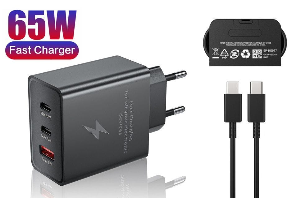 

Сетевое зарядное устройство Samsung 65W с кабелем 1-UZB, 2Type-C Black (EP-T6530), EP-T6530