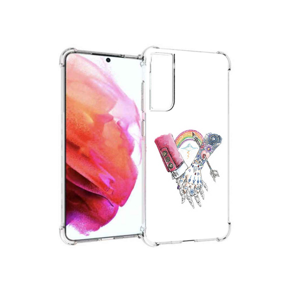 

Чехол MyPads Tocco для Samsung Galaxy S21 FE абстракция руки в татуировках, Прозрачный, Tocco