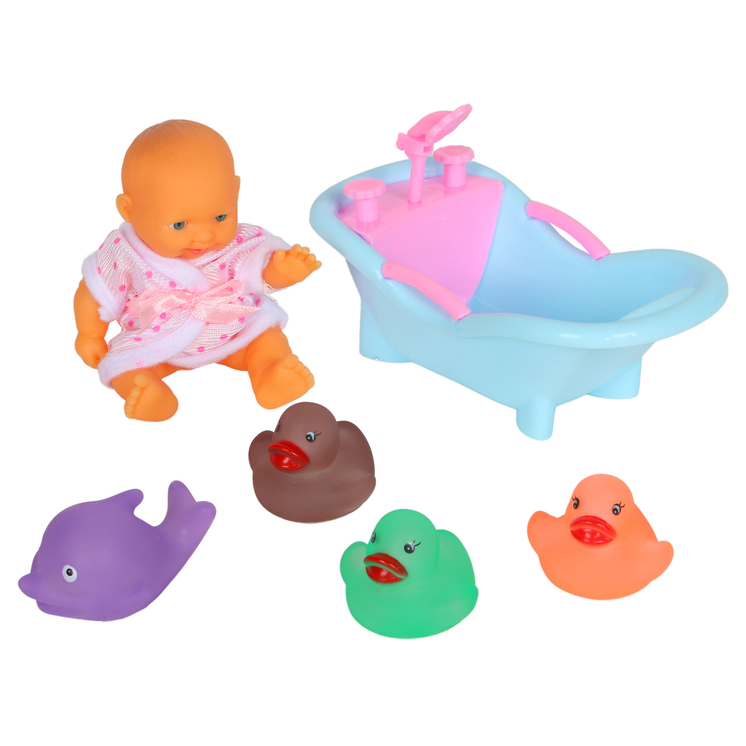 фото Игровой набор для купания компания друзей (пупс, утки, дельфин, ванна) jb0208367
