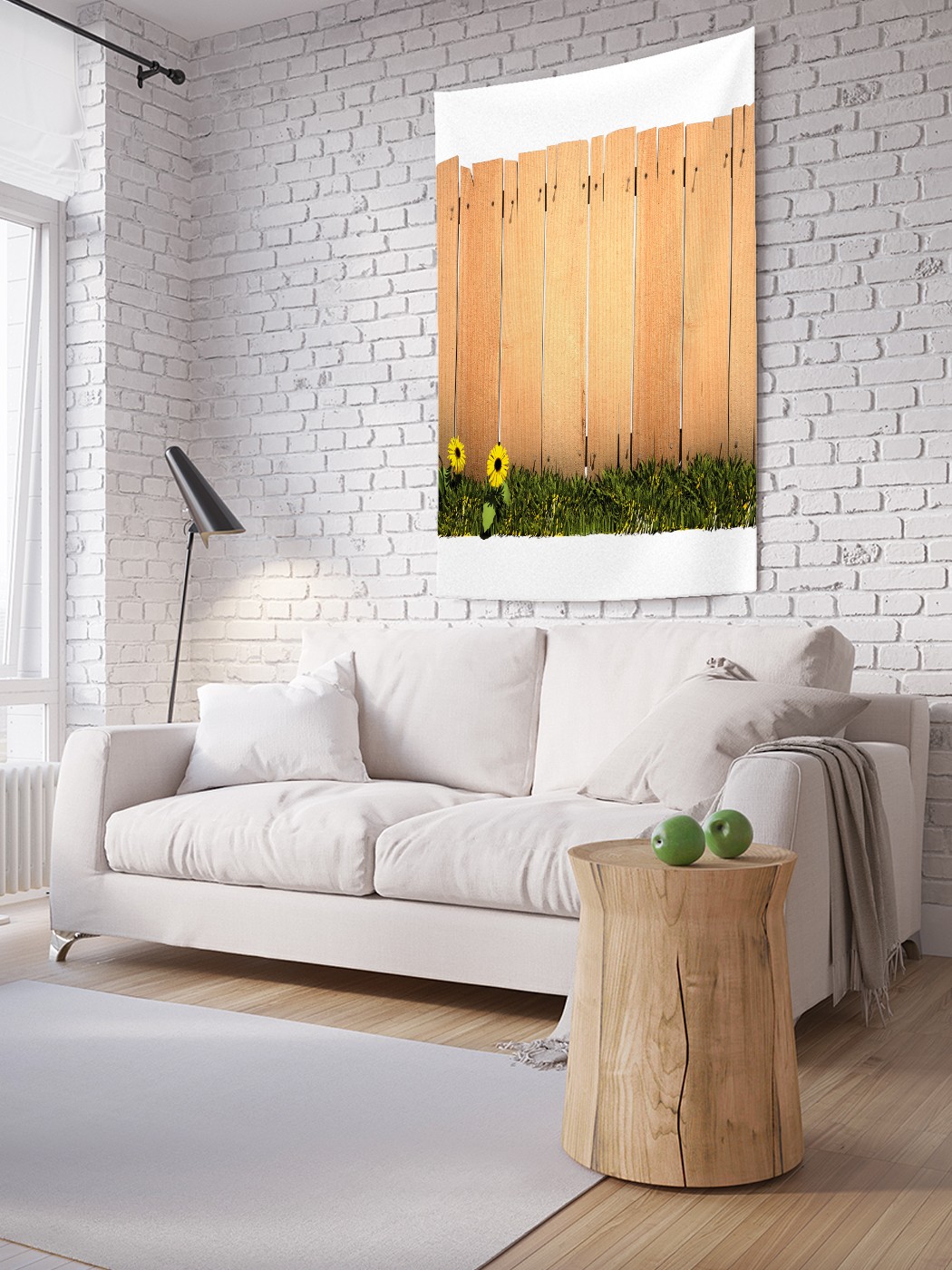 

Вертикальное фотопанно на стену JoyArty Цветы за забором 150x200 см, Цветы за забором
