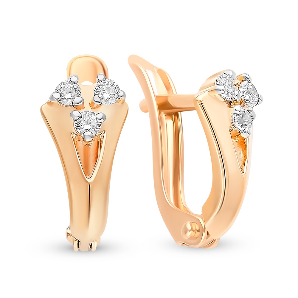 

Серьги из красного золота 585Gold 602001068, фианит, 602001068