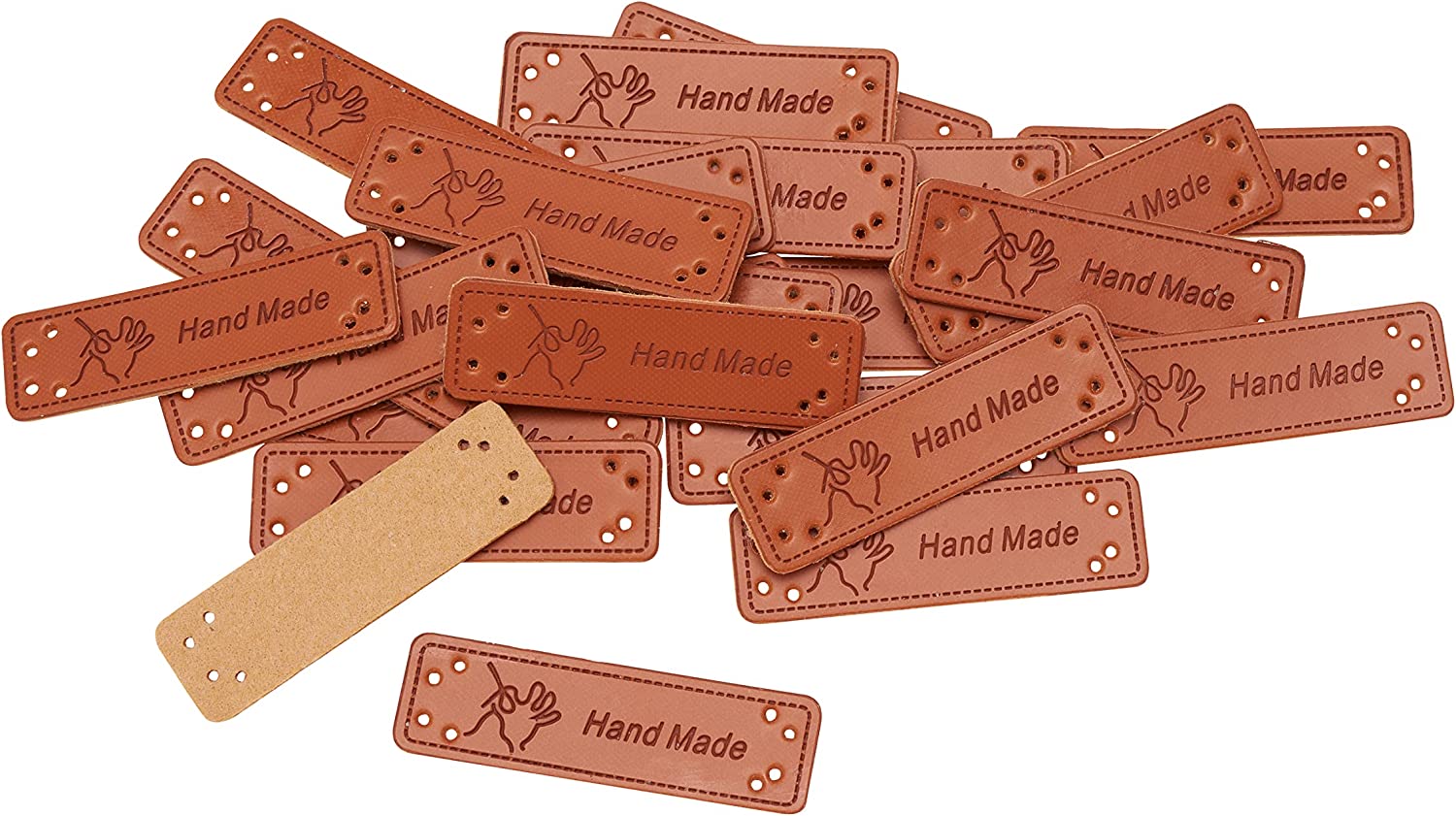 

Набор нашивок «Hand made», 5 х 1,5 см, 10 шт, Коричневый, ART UZOR Basic