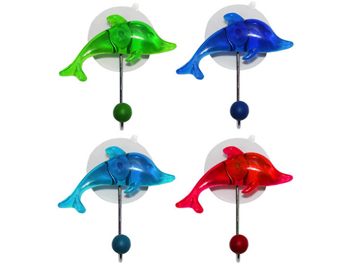 

Крючок на присоске дельфин O5см (салатовый, синий, голубой, красный) (0133B)