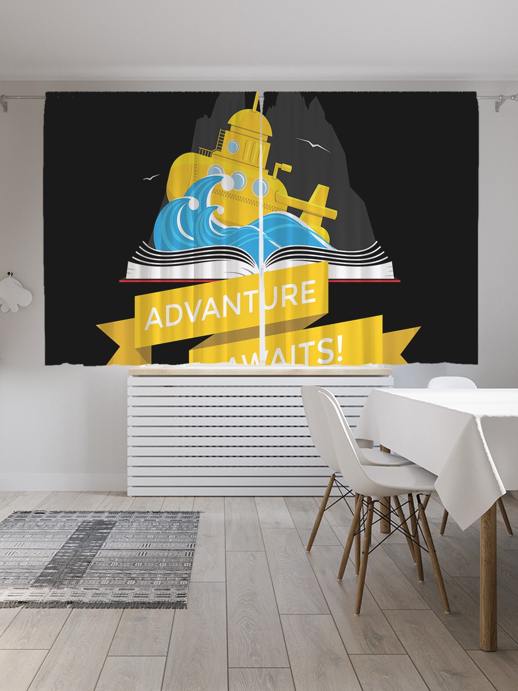 

Классические шторы JoyArty "Приключения на субмарине", Oxford DeLux, 2 полотна 145x180 см, Приключения на субмарине