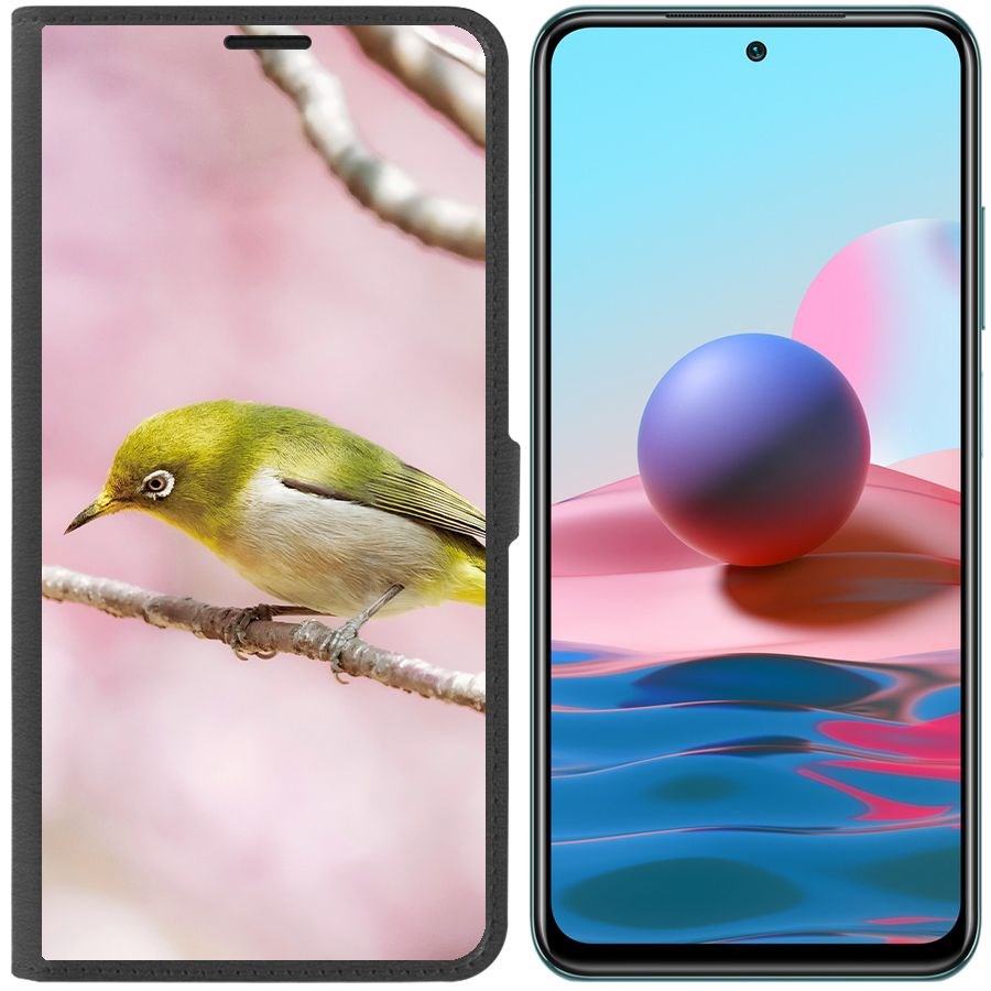 

Чехол-книжка Krutoff Eco Book для Xiaomi Redmi Note 10 Японская белоглазка (черный)