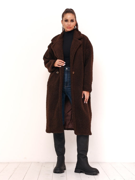 

Шуба женская DAZZLE STYLE Тедди коричневая 42-44 RU, Тедди