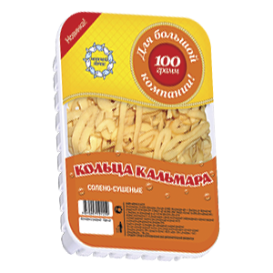 

Кальмар Морской запас солено-сушеный кольца 100 г