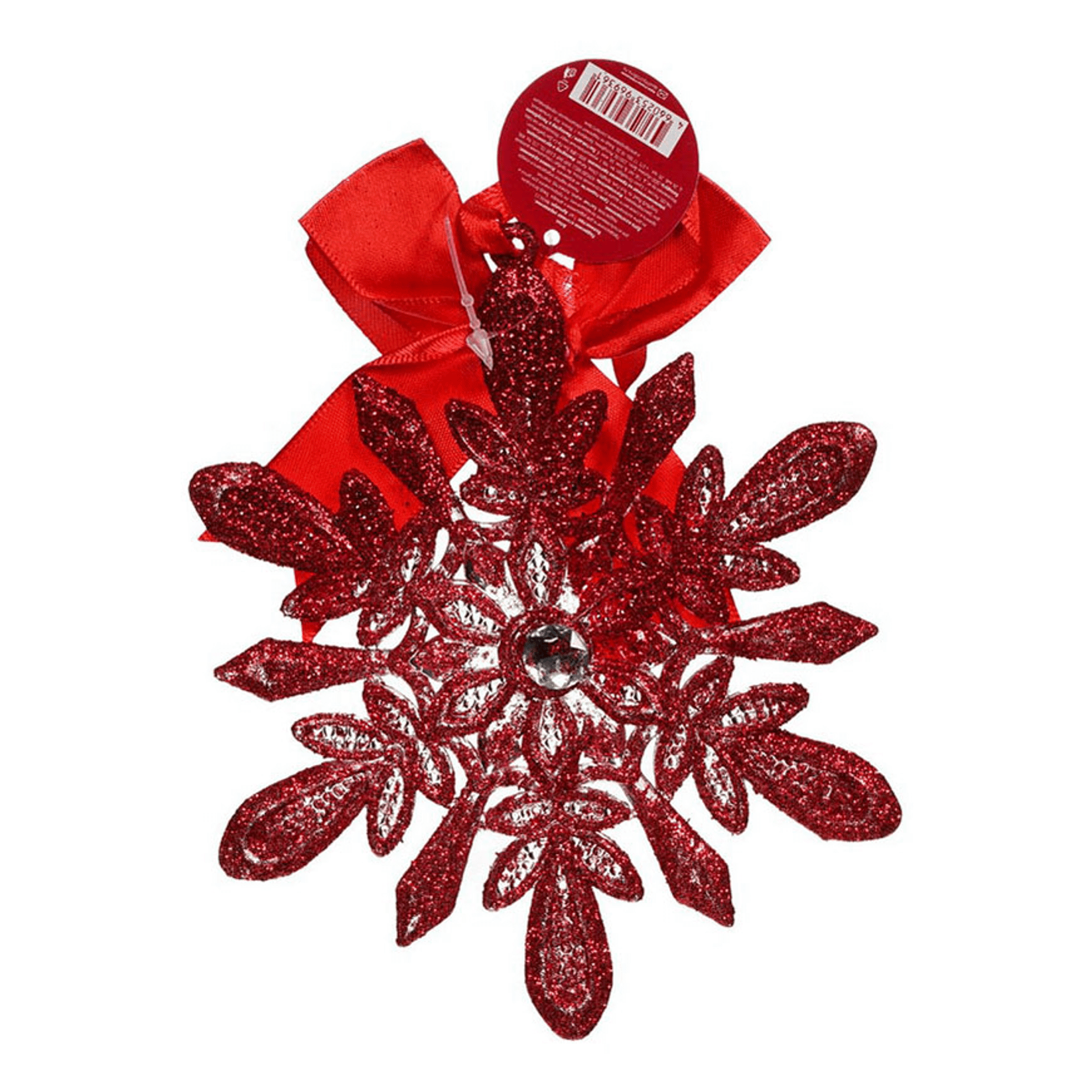 Елочная игрушка Artus Снежинка королевская с бантом красная 123₽