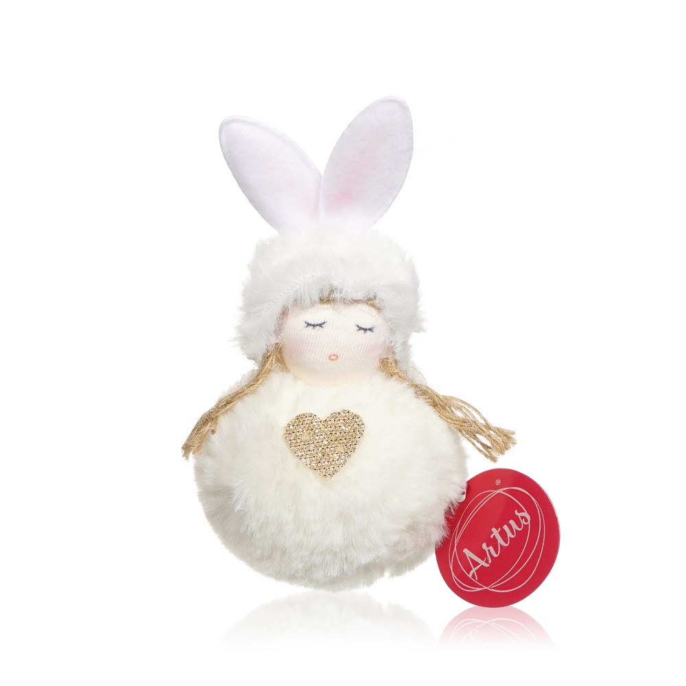 Подвесное украшение новогоднее Artus Кукла с ушками кругляш 18 см в ассортименте