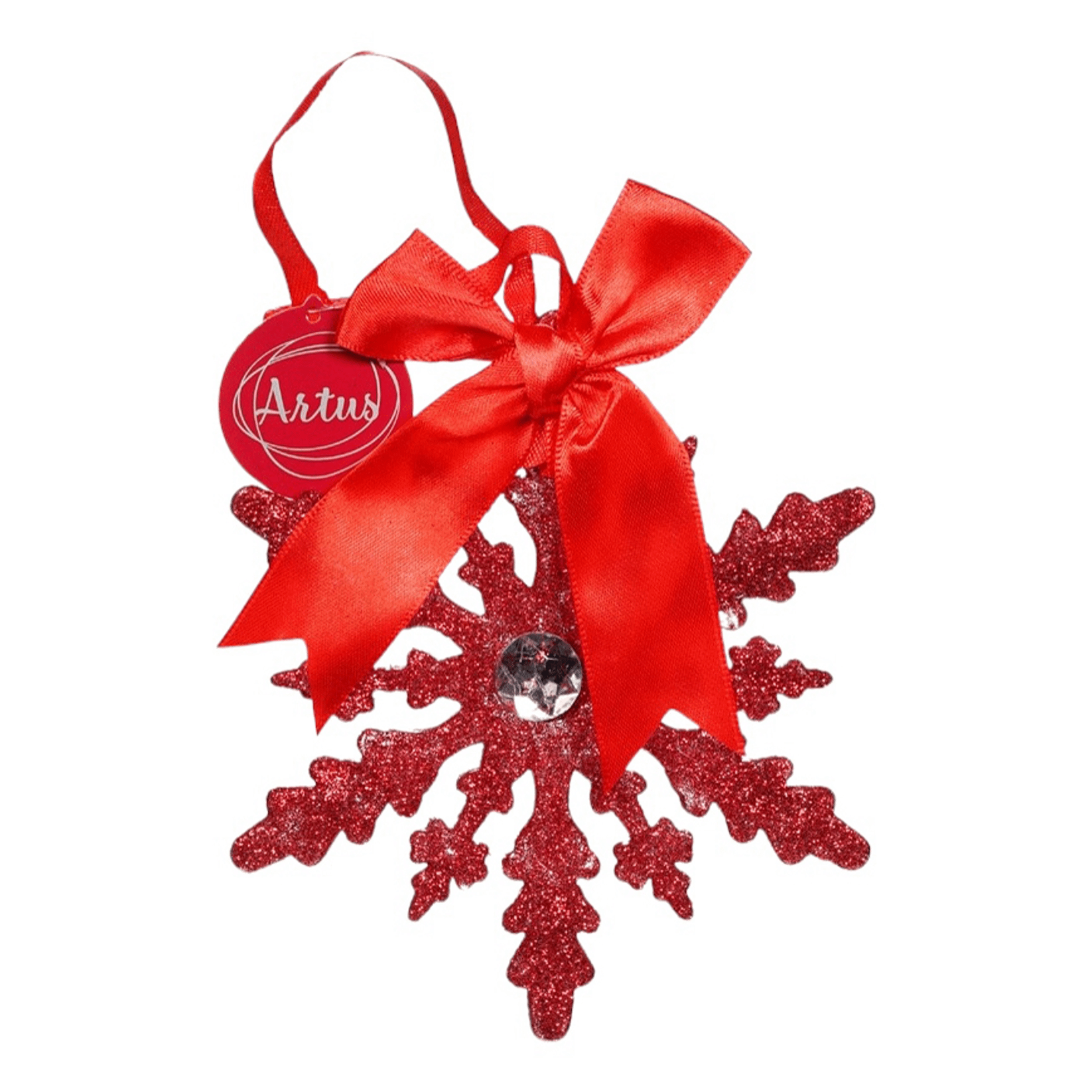 Елочная игрушка Artus Снежинка остроконечная с бантом красная 123₽