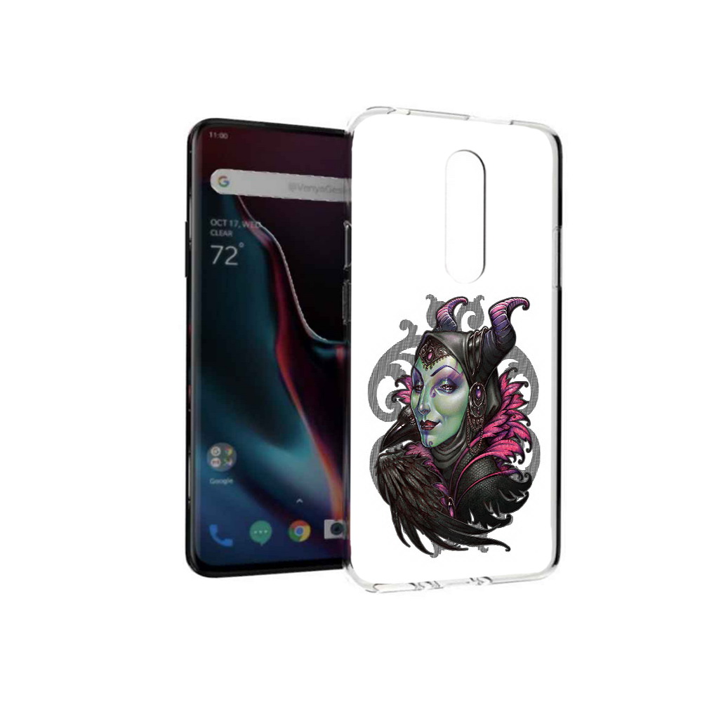 

Чехол MyPads Tocco для OnePlus 7 Pro зеленая девушка с вороном (PT139735.130.357), Прозрачный, Tocco