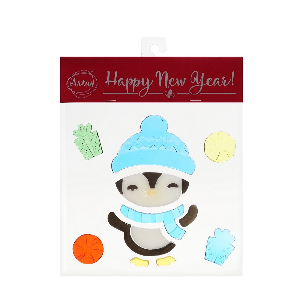 Наклейки на стекло Artus Новый год Пингвин